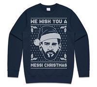Sanfran Clothing We Wish You A Messi Christmas Sweatshirt Xmas Funny Argentina Football World Cup Jumper Sweater Age 11 / Navy Blue