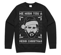 Sanfran Clothing We Wish You A Messi Christmas Sweatshirt Xmas Funny Argentina Football World Cup Jumper Sweater Age 10 / Black