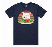 Sanfran Clothing Woman Yelling at Cat Meme Top Funny Classic Internet Gift Salad Joke Memes T-Shirt Large/Navy Blue