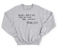 Sanfran Clothing You Miss 100% of The Shots Michael Scott The US Office Quote TV Show Jumper Sweater Extra Large/Light Grey