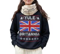 Sanfran Clothing Yule Britannia Christmas Jumper UK Politics Polictical Great Britain British England Funny Unisex Ugly Xmas Office Party Sweater Sweatshirt XXL/Black