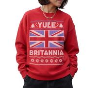 Sanfran Clothing Yule Britannia Christmas Jumper UK Politics Polictical Great Britain British England Funny Unisex Ugly Xmas Office Party Sweater Sweatshirt