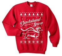 Sanfran - Dachshund Through The Snow Top Christmas Xmas Funny Dog Ugly Jumper Sweater - Extra Large/Red