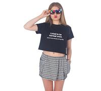 Sanfran - I Tried to Be Normal Once Fashion Cute Tumblr Grunge Funny Slogan Crop Top Shirt - Extra Large/Black