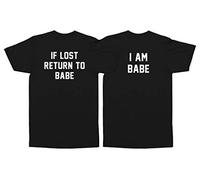 Sanfran - If Lost Return to Babe I Am Babe Top Matching Couple Valentines Day Gift Set T-Shirt - Extra Large & Small/Black