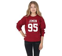 Sanfran - Jimin 95 K-Pop Fangirl Suga Kawaii Kpop Fangirl G-Dragon Kawaii Jumper Sweater - Small/Dark Red