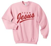 Sanfran - Team Jesus Top Christian Funny Church Faith Nerd Geek Meme Bible Jumper Sweater - Large/Light Pink