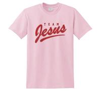 Sanfran - Team Jesus Top Christian Funny Church Faith Nerd Geek Meme Bible T-Shirt - Large/Light Pink