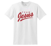 Sanfran - Team Jesus Top Christian Funny Church Faith Nerd Geek Meme Bible T-Shirt - Large/White