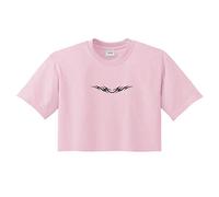 Sanfran - Tribal Pattern Top Retro 90's Tattoo Design Grunge Crop Top Shirt - Medium/Light Pink