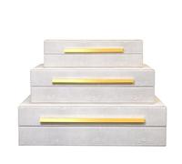 Sanfubox Modern Decorative Box Faux Shagreen Leather, Decorative Storage Boxes with Lids for Home Decor, Large Multifunctional Storage Jewelry Box Organizer(white 3PCS)