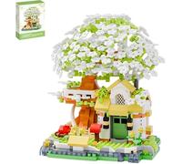SANFUNET Cherry Blossom Tree House Building Blocks Set, 690 PCS Romantic Pink Sakura Micro Building Blocks, Not Compatible with Major Brands