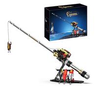 SANFUNET Fishing Reel Building Blocks Set, 425 PCS Fishing Wheel Model Building Kit with Lures, Bricks Tackle Toy Gift for Adults, Compatible with Major Brands