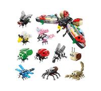 SANFUNET Insect 10-in-1 Animal Building Blocks, 318 PCS STEM Animal Insect & Reptile Interlocking Blocks, Christmas Birthday Party Gifts for Teen
