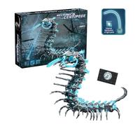 SANFUNET Mechanical Centipede Building Block Set, 698PCS Articulated Glow-in-Detail Centipede Model with Display Base, Collectible Construction Toy for Teens & Adults