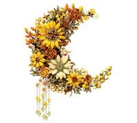SANFUNET Moon Flower Building Blocks Set, 939 PCS DIY Floral Shape Flower Building Kit, Artificial Forever Sunflower Rose Bouquet Bricks Model with Tassel Pendant, (Golden Moonflower)