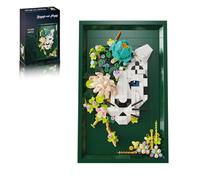 SANFUNET White Leopard & Floral Wall Art Building Blocks Set, 648 PCS 3D Photo Frame, for Home Decor & Hobbyists