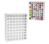 SANFURNEY 63 Holes Craft Paint Storage Organizer Vertical Paint Rack Stand for Apple Barrel, Folkart -2oz Craft Paints, Wall-mounted