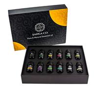 Sanga Co Essentials Oils Kits Aromatherapy Oils (12-Pack) Natural, Therapeutic Stress Relief | Promote Relaxation, Clarity, Sleep | Peppermint, Lemon, Tea Tree, Lavender, Ce