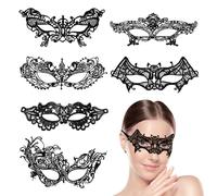 Sangcca 6 Pcs Black Lace Masquerade Mask Women Venetian Masks Lace Maskes, Masquerade Masks, Couple Masquerade Masks, for Party Evening Prom Ball Bachelorette Party Costumes Accessories