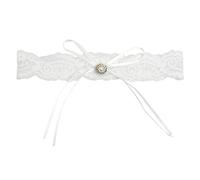 Sangcca Wedding Garter for Bride White Lace with Pearl Bow