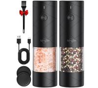Sangcon Electric Salt and Pepper Grinder Set Rechargeable Shakers - No Battery Needed Automatic Pepper Mill -Adjustable Coarseness Light Weight Easy to Use Refillable - Salt Grinder Gift for Kitchen