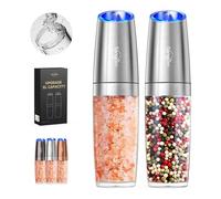 sangcon Gravity Electric Salt and Pepper Grinder Set Shakers Upgraded 9OZ XL Capacity Battery Powered Refillable Automatic One Hand Operation Adjustable Coarseness Mill Grinder Set for Kitchen