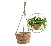 Sangda Hanging Basket Jute Rope Hanging Basket Foldable Seagrass Macrame Basket for Succulent Plants Indoor Outdoor Decor