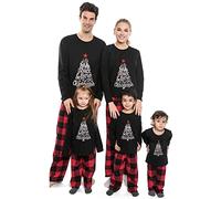 Sangdut Christmas Family Matching Pyjama Set,Plaid Christmas Pjs Long Sleeve Fun Nightwear Outfits Housewear for Women/Men/Couples(Women,2XL)