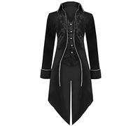 Sangdut Men’s Medieval Steampunk Tailcoat Jacket, Male Victorian Renaissance Gothic Retro Vintage Embroidery Coat Halloween Party Cosplay Pirate Vampire Gentleman Costumes for Adult (Black, XL)
