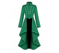 Sangdut Vintage Steampunk Jacket Halloween Costumes for Women, Female Medieval Gothic Renaissance Clothes LadiesTailcoat Outfits, Adult Retro Victorian Pirate Vampire Cosplay Uniform (Green, XXL)