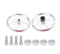 Sangeponiang 16 Inch Folding Bike Disc Brake Wheel Set, for SPOMANN, 5 Speed Gear System, Front 2 Rear 4 Bearing Hub, V Brake Compatible, Rim Brake Wheelset, Lightweight Durable De (Silver)