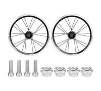 Sangeponiang 16 Inch Folding Bike Disc Brake Wheel Set, for SPOMANN, 5 Speed Gear System, Front 2 Rear 4 Bearing Hub, V Brake Compatible, Rim Brake Wheelset, Lightweight Durable De (Black)
