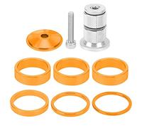 Sangeponiang Bicycle Headset Spacer, for Mountain Bike, Aluminium Alloy, 6pcs Handlebar Stem Spacers, Lightweight, Durable, Smooth Installation, Universal Fit (Gold)