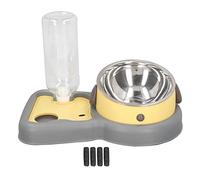 Sangeponiang Ensemble de bols de nourriture d'eau pour animaux de compagnie Empêchez les bols de chats débordés avec une bouteille de distributeur d'eau automatique pour chat chien chiot jaune