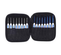 Sangeponiang for Knitting Tool, 16Pcs Crochets Set, ABS Plastic Handle, Fine to Coarse, DIY Handwoven Sweater, Ergonomic Design, Smooth Hooks, Professional Kit (Blue and White Porcelain Set)