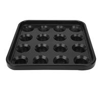Sangeponiang Pool Snooker Ball Holder, for Billiards Accessories, 16 Holes Storage Tray, Durable Billiard Supplies Organizer, Compact Design for Table Games Equipment (Black)
