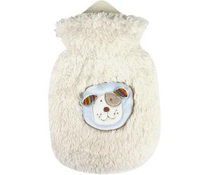 Sanger Fleece Covered 0.8 Litre Childrens Hot Water Bottle Cute Dog Design