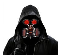 SANGLE SOPFFY LED Steampunk Gas Mask, Cyberpunk Glow in the Dark Design, Perfect for Halloween, Raves, Carnivals & Costume Parties (Red Light Mask + Goggle)