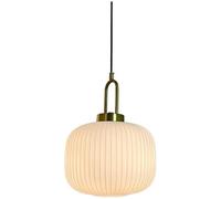 SANGPAO Home Creative Decoration Ribbed Milk Glass Pendant Lamp Kitchen Nordic Modern Chandelier Matte White Glass Ball Hanging Ceiling Lamp Gold Mid Century Lighting Fixture For Dining Room Table