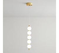 SANGPAO Home Decoration Long Pendant Lights For High Ceilings Chandelier For Stairwell Hallway Milky White Copper Linear Pendant LED Light Strip For Bedroom Living Room Dining Room Kitchen
