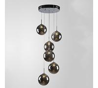 SANGPAO Nordic Luxury Decoration Glass Balls Staircase Chandelier Long Pendant Light Amber Mid Century Hanging Light Industrial Farmhouse Round Crystal Bubble Chandelier For High Ceilings Foyer