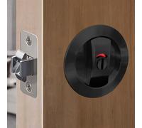 SANGRENSHEN Sliding Door Lock Pocket Door Indicator Lock Flush Handles Latch Privacy Bed/Bath Latch for 3cm to 5cm Thickness Door Black