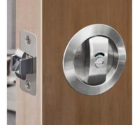 SANGRENSHEN Sliding Door Lock Pocket Door Indicator Lock Flush Handles Latch Privacy Bed/Bath Latch for 3cm to 5cm Thickness Door Silver