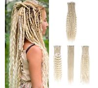 Sangtok 3 in 1 Dreadlock Extensions 24 Inch 30 Pieces Blonde Mixed Dreadlock Extension Set SE Dreadlocks with Curly Dreadlocks for White Women