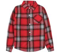 SANGTREE Girls' Women's Long Sleeve Flannel Plaid Shirt Button Down Cotton Shirts, 3 Months - US 2XL, Vintage black, Medium