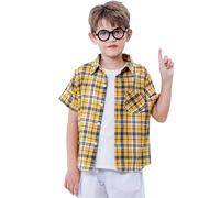 SANGTREE Girls' Women's Plaid Flannel Shirt, 3 Months - US 2XL - yellow - 18-24 Months