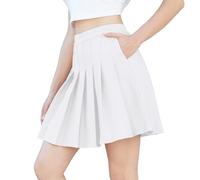 SANGTREE Girls Women's Pleated Skirt, Elastic Waist Uniform Skirt Plus Size, 2 Years - US 4XL, A# Plain-white, 10-11 Years