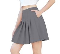 SANGTREE Girls Women's Pleated Skirt, Elastic Waist Uniform Skirt Plus Size, 2 Years - US 4XL, A# Smooth-grey, 13-14 Años