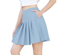 SANGTREE Girls Women's Pleated Skirt, Elastic Waist Uniform Skirt Plus Size, 2 Years - US 4XL, Light Blue, 6-7 Years